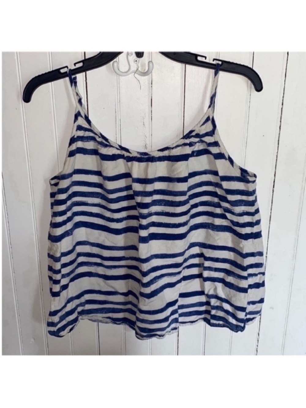 Loft Tank Top Blue White Stripes Size L
